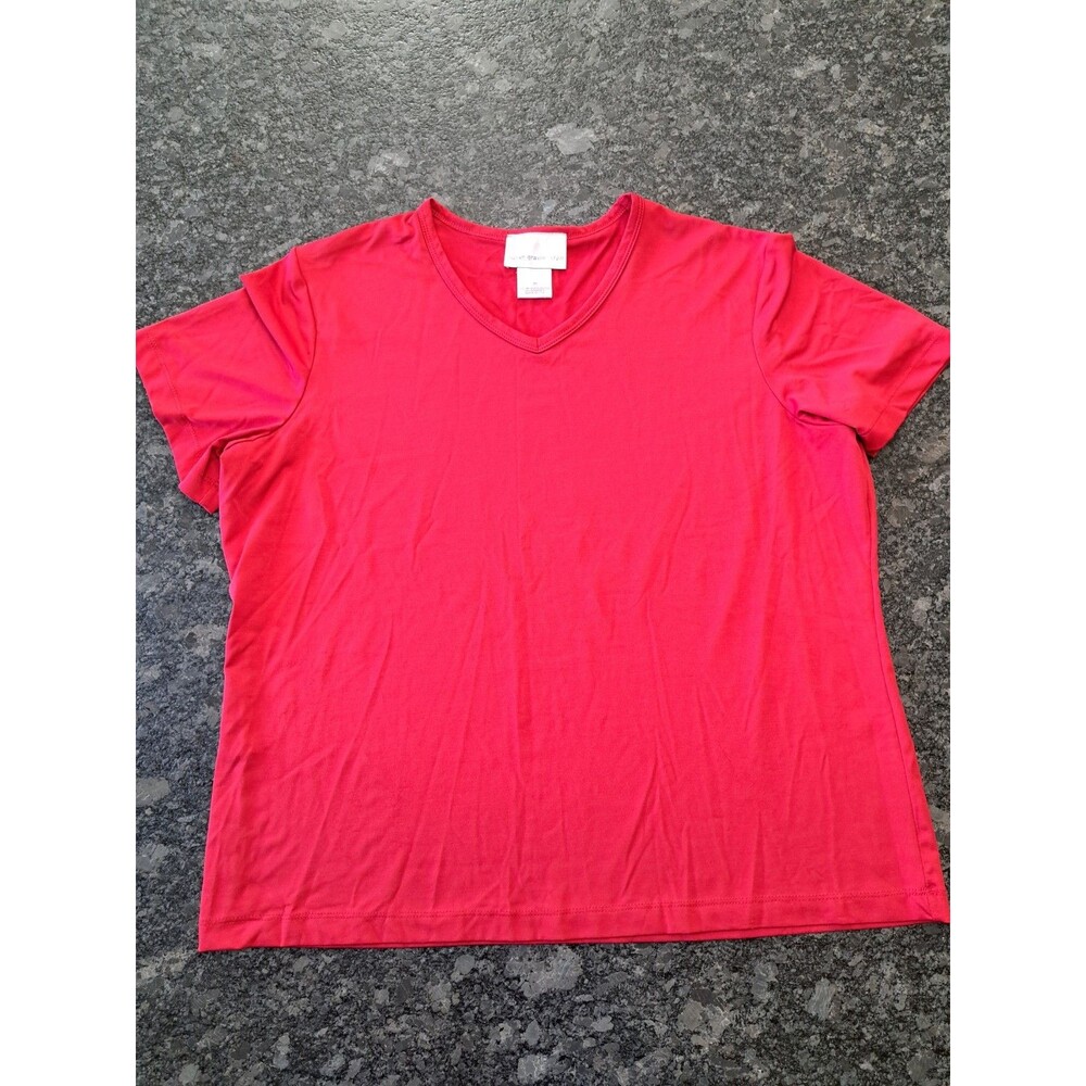 Susan Graver Style Liquid Knit Red Top T-shirt V Neck Size XL
